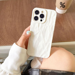 Simple Solid Color Pleated Pattern Phone Case Frosted Protective Cover - Otaj Gifts