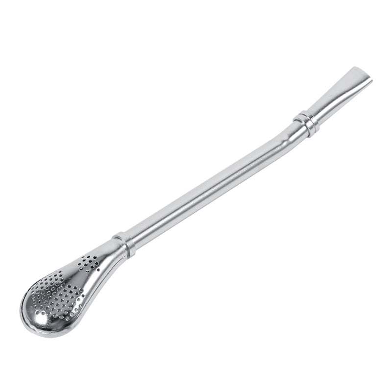 Dependable Stainless Steel Yerba Mate Tea Gourd Bombilla Drinking Straw Filtered Spoon Silver - Otaj Gifts