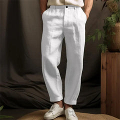 Men's Linen Solid Color Casual Light Outdoor Straight-leg Trousers - Otaj Gifts