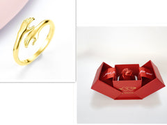 Metal Rose Lifting Jewelry Box Ring Storage Box - Otaj Gifts
