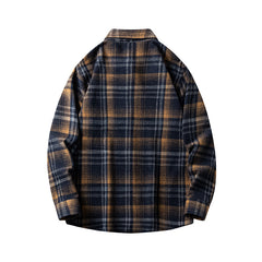 Cross-border Foreign Trade Men's Autumn And Winter New Plaid Plus Size Long-sleeved Shirt Casual Coat Thickened Flannel Shirt Men - Otaj Gifts