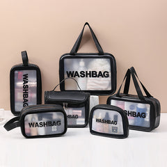 Pu Transparent Three Piece Makeup And Wash Bag Large Capacity - Otaj Gifts