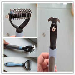 Grooming Brush For Pet Dog Cat Deshedding Tool Rake Comb Fur Remover Reduce 2-Side Dematting Tool For Dogs Cats Pets Grooming Brush Double Sided Shedding And Dematting Undercoat Rake Hair Removal Comb - Otaj Gifts