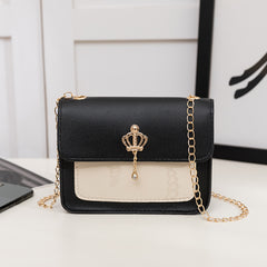 Women's Contrast Color Crown Ornaments Small Square Bag - Otaj Gifts