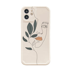 Compatible with Apple , Simple Line Face Phone Protective Cover Light - Otaj Gifts
