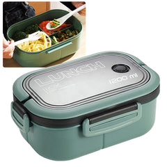 1200ml Bento Lunch Box Double Layer Insulation Lunch Box Container with Fork Spoon for Students Office Workers Green - Otaj Gifts