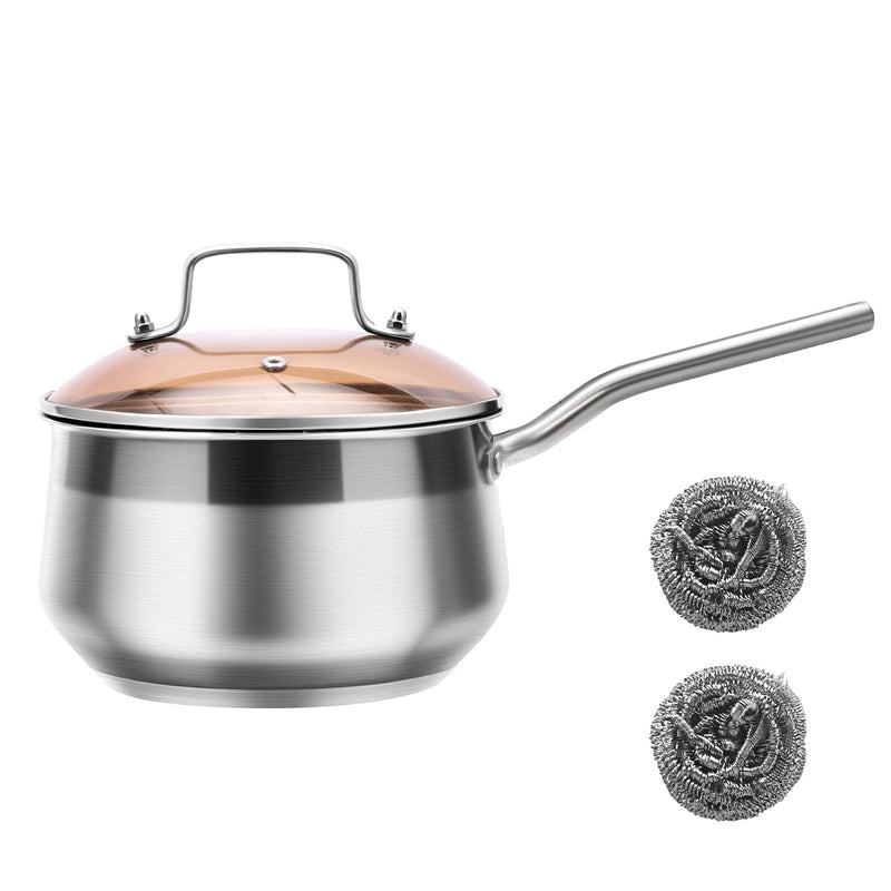 WANGYUANJI Non-Stick Stainless Steel Saucepan With Lid, 2.85QT Small Soup Pot For All Stoves, Oven Save, Dishwasher Safe - Otaj Gifts