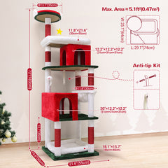 72 Inch Christmas Cat Climbing Rack - Otaj Gifts