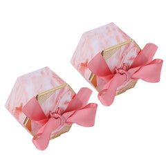 25 Set Hexagonal Candy Boxes Chocolate Cookies Boxes for Wedding Party Supplies(Pink Rose Pink Ribbon ) - Otaj Gifts
