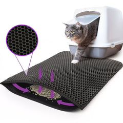 Kitty Cat Litter Mat Trapping Honeycomb Double Layer Design Waterproof Double Layer EVA Cat Litter Pad Waterproof Non-slip Sand Basin Filter Kitten Dog Washable Mattress - Otaj Gifts