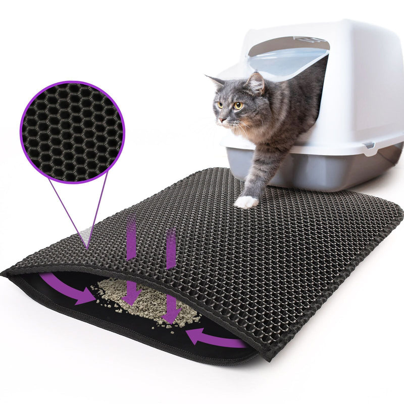 Kitty Cat Litter Mat Trapping Honeycomb Double Layer Design Waterproof Double Layer EVA Cat Litter Pad Waterproof Non-slip Sand Basin Filter Kitten Dog Washable Mattress - Otaj Gifts