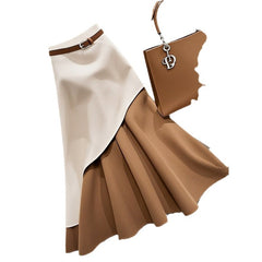 Women's Winter Brown Contrast Skirt - Otaj Gifts