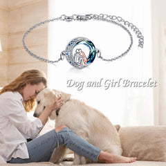 Sterling Silver Girls Dog Adjustabl Bracelet Jewelry Gift with Crystal - Otaj Gifts
