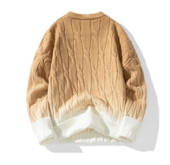 Idle Style Winter Gradient Contrast Round Neck Thickened Men's Sweater - Otaj Gifts