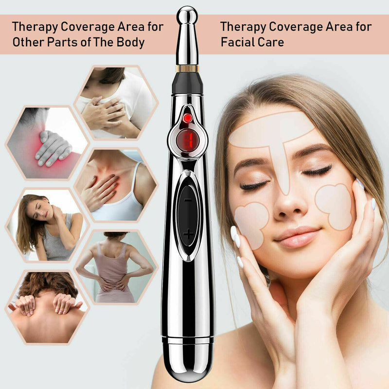 9 Gears Electronic Acupuncture Pen Pain Relif Therapy Massage Pen Women 9 Gears Body 5-in-1 Back Arm Energy Meridian Tired Electric Pen Muscle Relax Body Deep Tissue Massage Tool - Otaj Gifts
