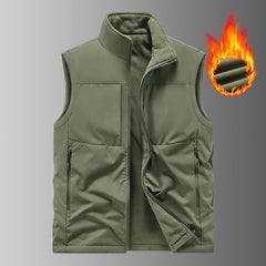 Vest Man Winter Fleece-lined Multi-pocket Vest Middle-aged Father - Otaj Gifts