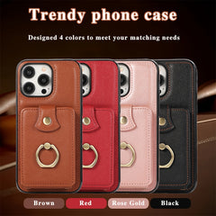 Suitable for iPhone 12/13/14/15/16 series crossbody card holder Faux Leather mobile phone case black/brown/red/rosy Golden 16promax mobile phone case 14promax15promax with card bag and long chain - Otaj Gifts