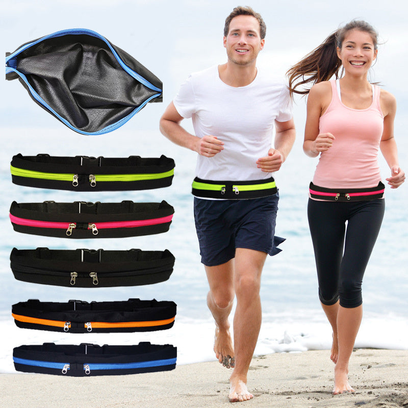 Sports Waist Bag With Double Pocket Slim Zip Running Phone Belt Bags - Otaj Gifts