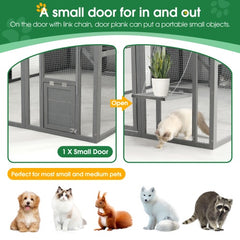 Luxury Cat Cage Outdoor Wooden Cat Fence Patio Large Cat Running House - Otaj Gifts