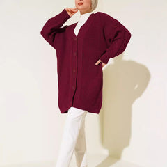 Knitted Cardigan Coat Loose Casual Sweater - Otaj Gifts