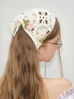 French Style Triangular Binder Retro Headcloth Knitted Headdress Photo - Otaj Gifts
