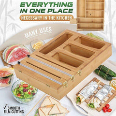Foil & Plastic Wrap Dispenser With Cutter Foil Cling Film Ziplock Bag Organizer - Otaj Gifts