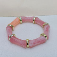 European And American Bamboo Tube Beads Women's Fashion Colored Beads Acrylic Bracelet - Otaj Gifts