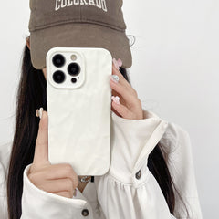 Simple Solid Color Pleated Pattern Phone Case Frosted Protective Cover - Otaj Gifts