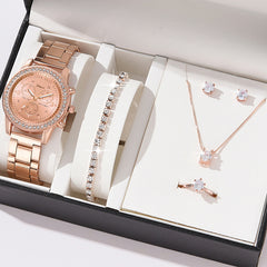 Women's Three-eye Quartz Diamond-embedded Watch - Otaj Gifts