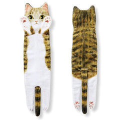 Cat Hand Towels Long Cat Shape Wipe Handkerchiefs Bath Towels For Bathroom Kitchen - Otaj Gifts