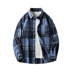 Cross-border Foreign Trade Men's Autumn And Winter New Plaid Plus Size Long-sleeved Shirt Casual Coat Thickened Flannel Shirt Men - Otaj Gifts