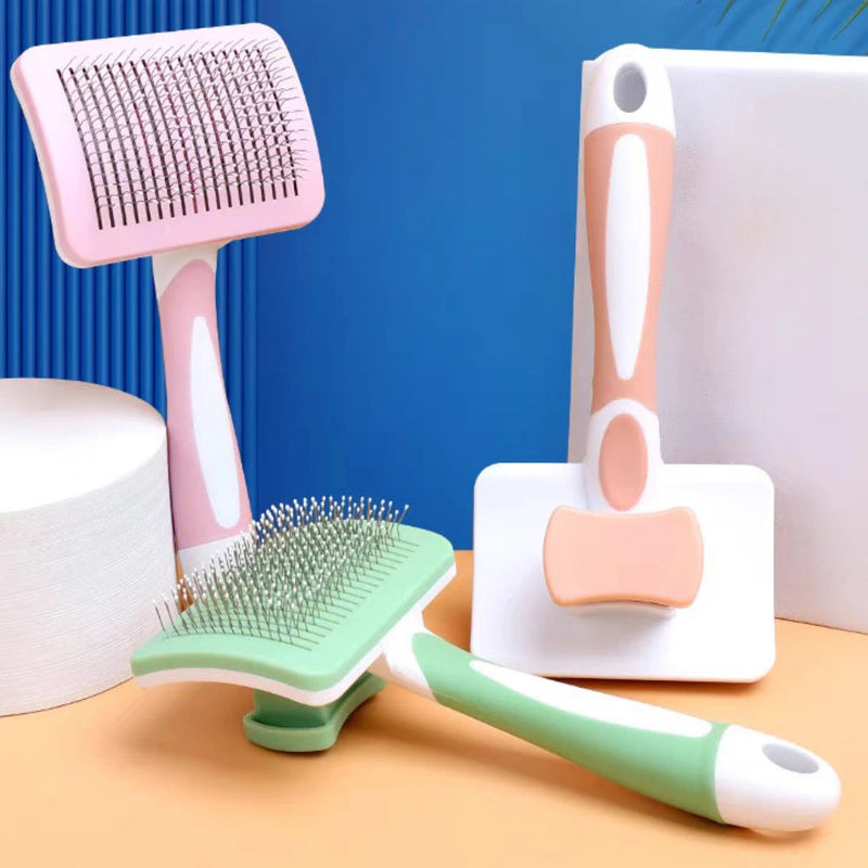 Self Cleaning Slicker Brush For Dogs, Cats Pets-One Click Cleaning Function-Gentle Effective Cat, Pet Dog Hair Remover-Dog Grooming Accessories For Small, Medium Large Dogs - Otaj Gifts