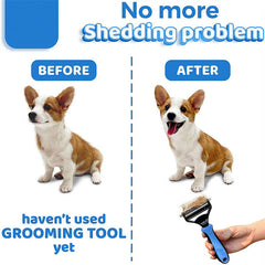 Grooming Brush For Pet Dog Cat Deshedding Tool Rake Comb Fur Remover Reduce 2-Side Dematting Tool For Dogs Cats Pets Grooming Brush Double Sided Shedding And Dematting Undercoat Rake Hair Removal Comb - Otaj Gifts