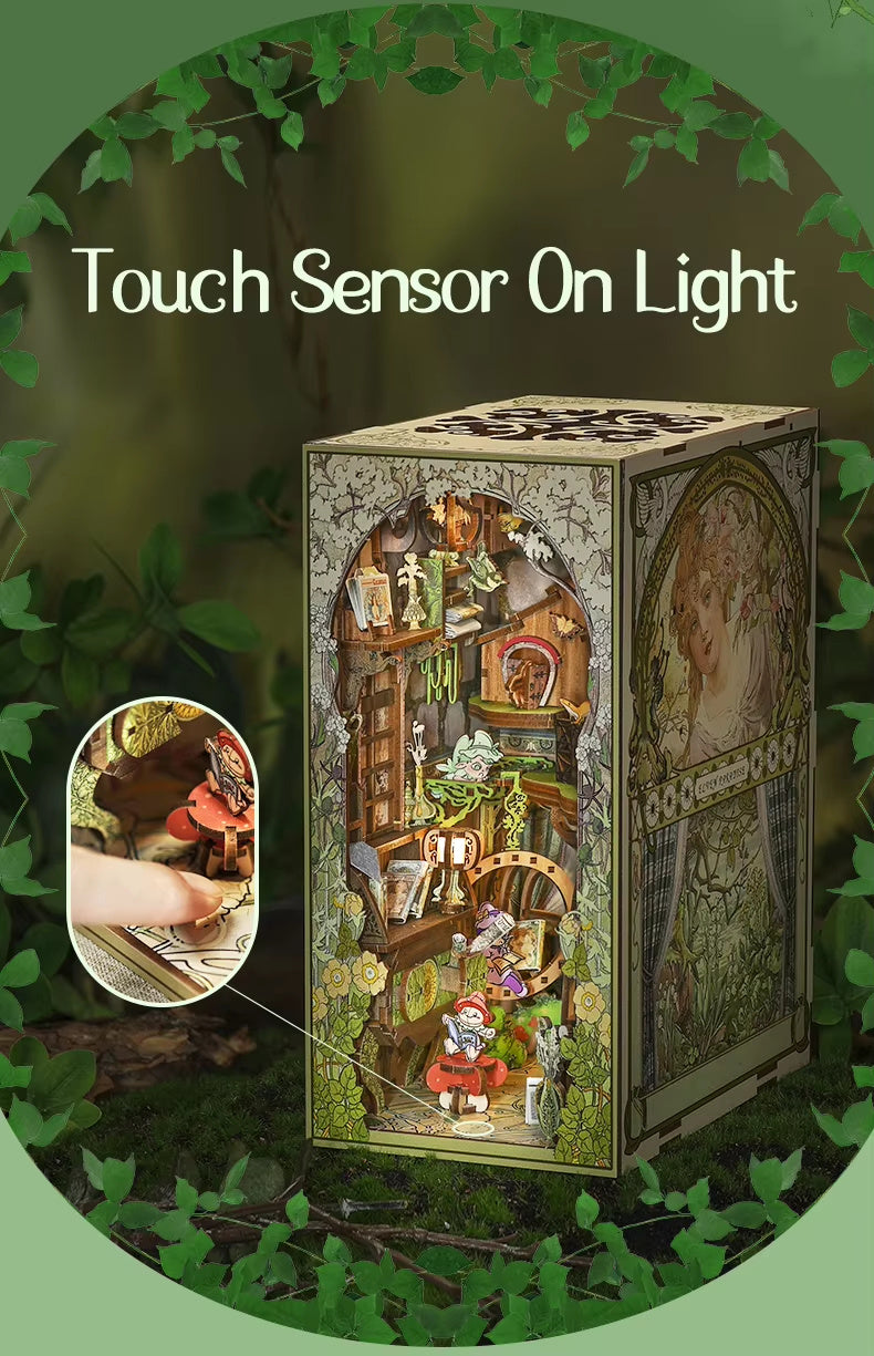 CuteBee 3D Wooden Dollhouse Elven Paradise Handmade Craft With LED Night Light Building Model Toys Book Nook Kit - Otaj Gifts