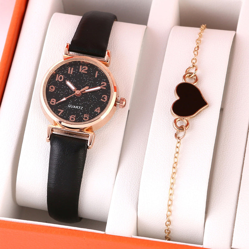 Lady Temperament Heart Bracelet Quartz Watch Suit - Otaj Gifts
