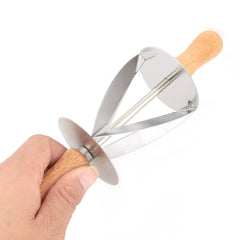 Stainless Steel Croissant Rolling Cutter Bread Dough Pastry Making Tool with Wooden Handle - Otaj Gifts