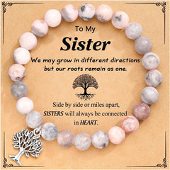 Fashion Natural Stone Pinkred Zebra Tree Of Life Gifts Big Little Sister Bracelet Birthday Jewelry Girls Braclet Gifta For Girl Boy - Otaj Gifts