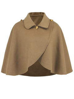 Fashion Solid Color Wool Cape Coat - Otaj Gifts