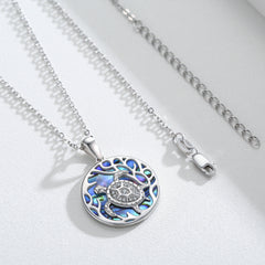 925 Sterling Silver Abalone Shell Turtle Pendant Necklace for Women and Ocean Enthusiasts - Otaj Gifts