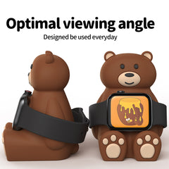 Cute Bear IWatch Charger Stand Compatible With IWatch Series 9-1 45mm,44mm,42mm,41mm,40mm, 38mm For IWatch Charger Cute Soft Silicone,Supports Nightstand Mode,Home Office Use - Otaj Gifts