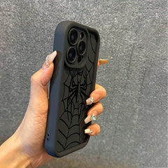 Black Spider Web Phone Case Silicone All-inclusive Drop-resistant - Otaj Gifts