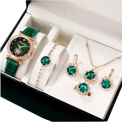 Fashion Watch Gift Suit Quartz Watch Necklace Bracelet Ring Stud Earrings - Otaj Gifts