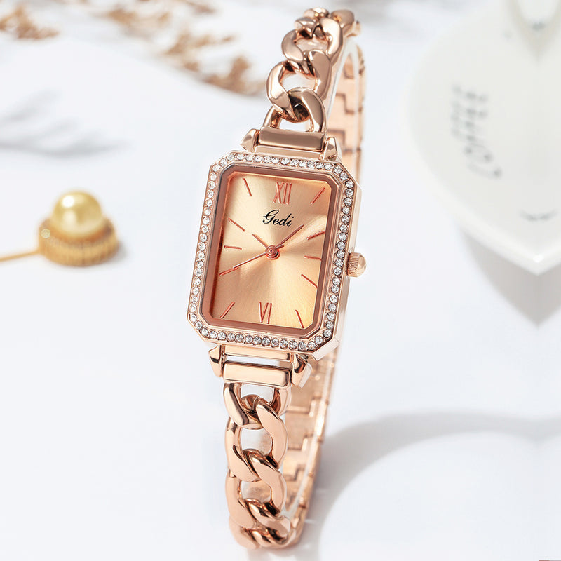 Luxury Rhinestone Denim With Small Green Watch - Otaj Gifts