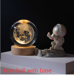 3D Crystal Ball Night Light Solar System Cosmic Theme LED Decoration Light Wooden Base Astronomy Nightlights Birthday Gift - Otaj Gifts