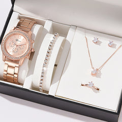 Women's Three-eye Quartz Diamond-embedded Watch - Otaj Gifts
