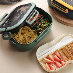 1200ml Bento Lunch Box Double Layer Insulation Lunch Box Container with Fork Spoon for Students Office Workers Green - Otaj Gifts