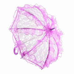 Bridal Lace Cotton Umbrella for Wedding Parties Dancing Photography Prop (Purple) - Otaj Gifts