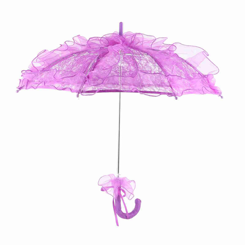 Bridal Lace Cotton Umbrella for Wedding Parties Dancing Photography Prop (Purple) - Otaj Gifts