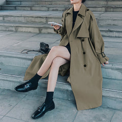 Women Trendy Trench Coat, Double Breasted Coat, Korean Women's Trench Coat, Elegant Oversize Trench Coat, Spring Clothing, Womens Clothing - Otaj Gifts