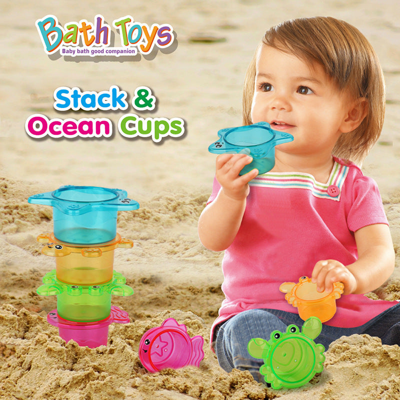Children's Bath Bathroom Fishing Stacked Cup Toys - Otaj Gifts